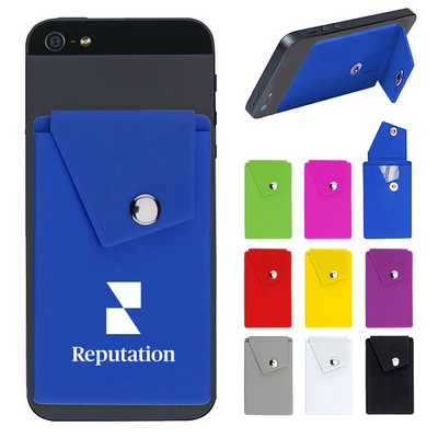 Silicone Phone Wallet Stand With Button Closure