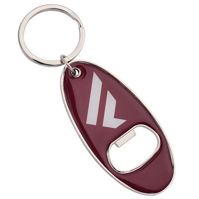 Oval Bottle Opener Keychain With Epoxy Logo