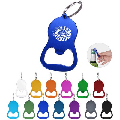 Oval Metal Bottle Opener With Keychain